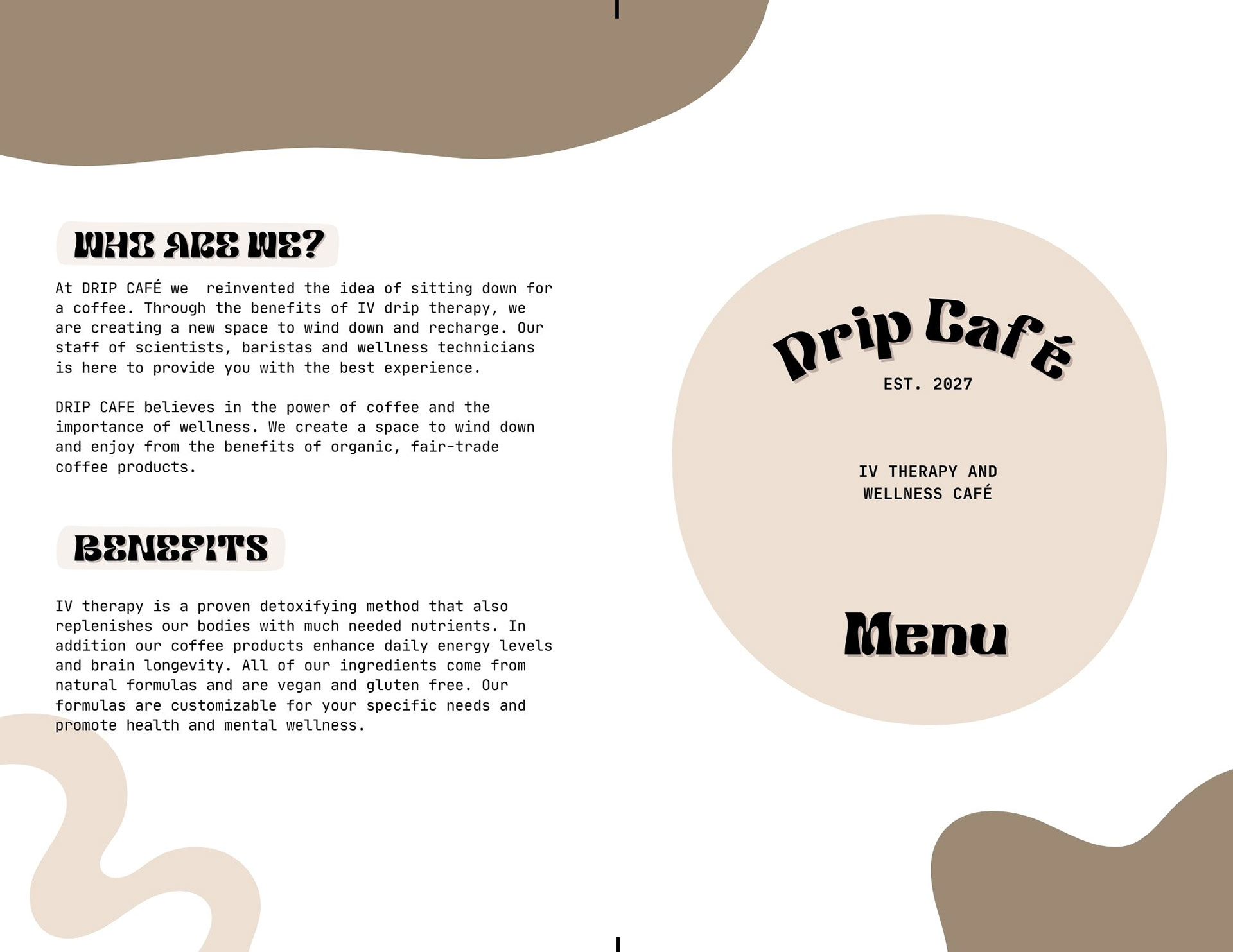 Flattened menu - front and back