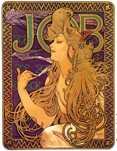 Alphonse Mucha, Job Cigarette Papers, 1896. Color lithograph. 